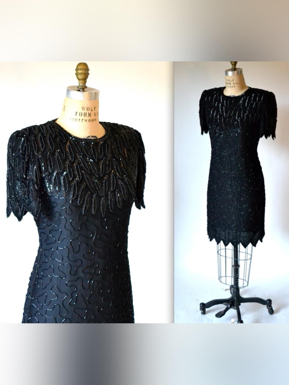 RIGHT CHOICE Pure Silk Beaded Dress Sz XL Sequins Formal Party elegantly